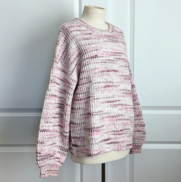 Splendid Sweater Wool Blend Chunky Knit Space Dye Oversized Black Cherry M NWT - Picture 4 of 10